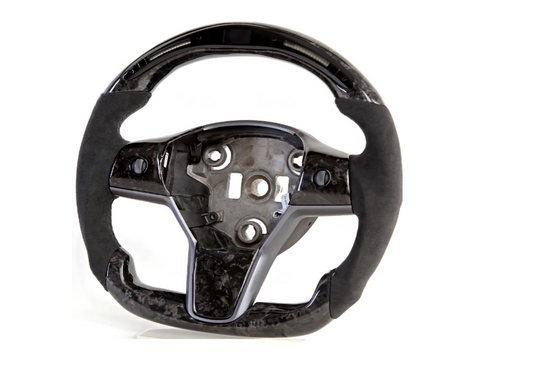 Modified Leather/ LED Forged Carbon fiber Steering Wheel Fit For Tesla Model S/X/Y/3 Series Car Steering Wheel